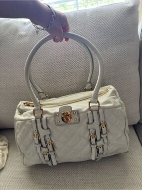 Marc Jacobs Vintage White Quilted Leather Satchel Gold Hardware EUC
